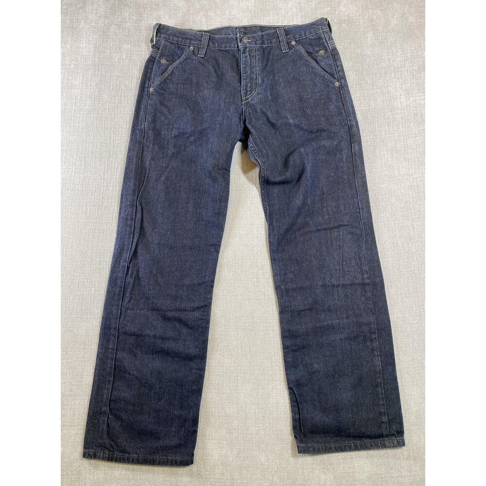 Levis 569 Jeans Mens 35x31 Blue Denim Loose Straight Zip Back Pockets Relaxed
